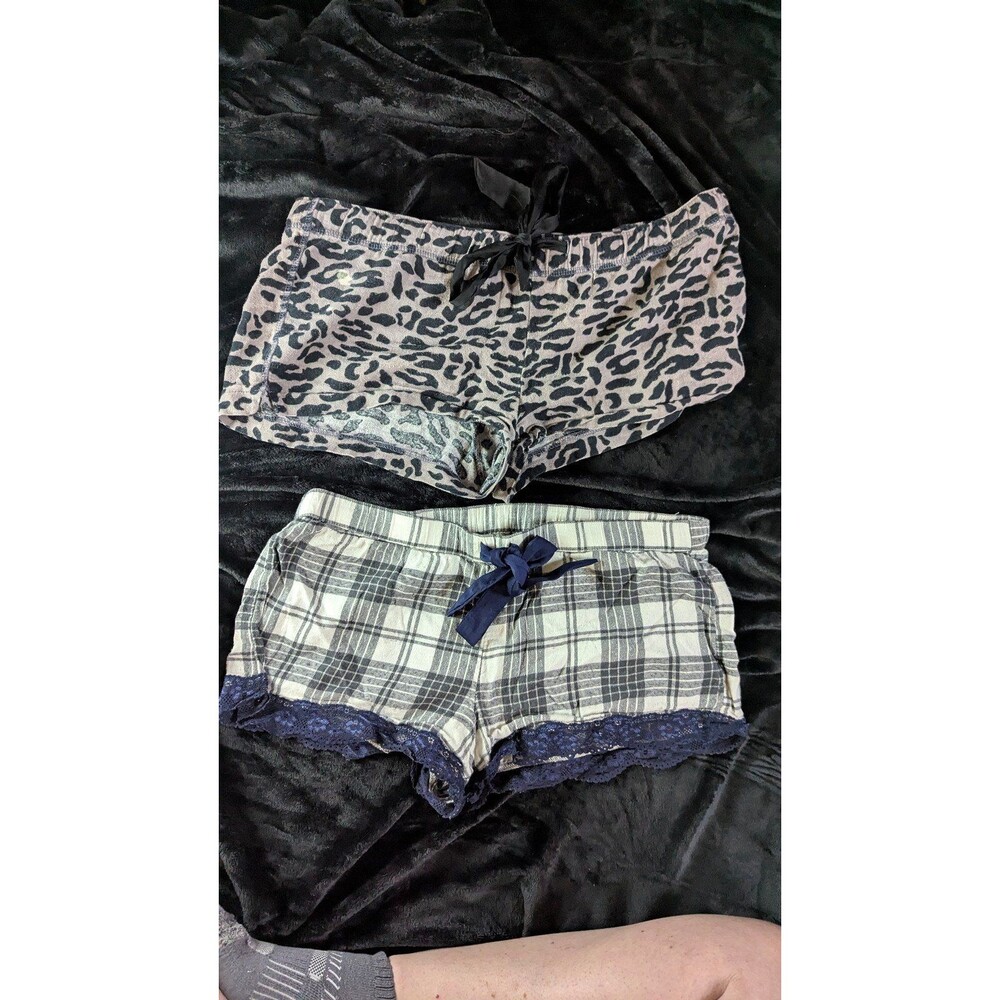 Aerie Womens *2 PAIRS* Medium Plaid/Leopard Multicolor Sleep Shorts